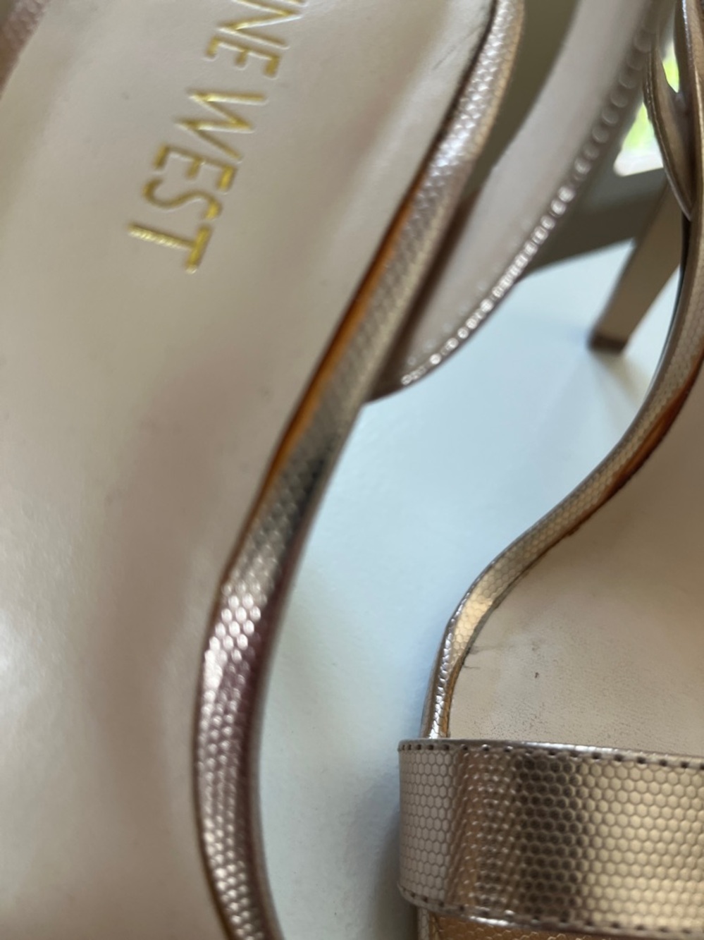Nine West Metallic Rose Gold Ankle-Strap Stiletto Sandals - Picture 5 of 9